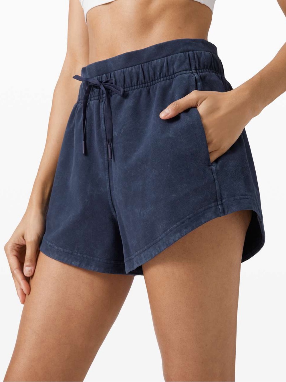 Lululemon size 4 Inner Glow Short 3" *Terry
Acid Rubber Dye True Navy women’s